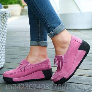 豆豆鞋 女025冬季 秋女加绒厚底休闲鞋 2大码 一脚蹬女 正品 懒人鞋 棉鞋