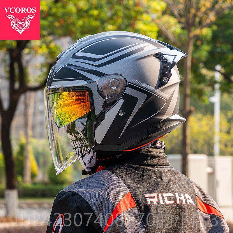 正品VC动OOS摩托车冬季头盔男双镜片半盔4R安分之3盔巡航3C全认证