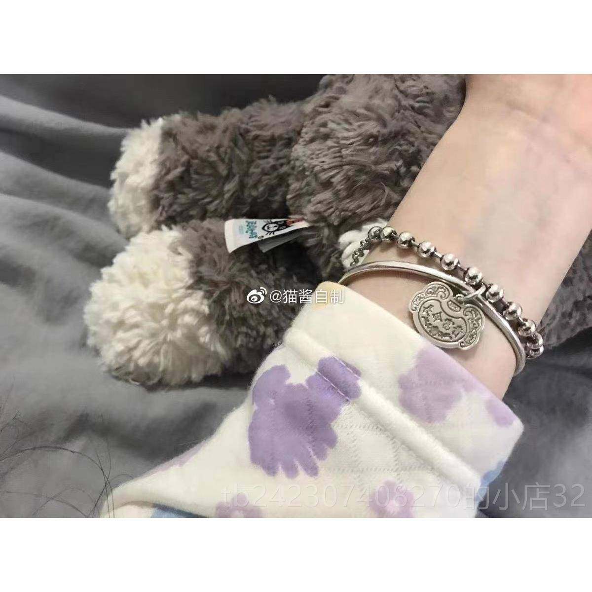 正品酱猫自制 覆古纯银手镯本年生肖锁不变纯银手镯珠珠命色手錬,饰品/流行首饰/时尚饰品新,手链,淘宝优惠券,粉丝福利购,淘宝优惠卷