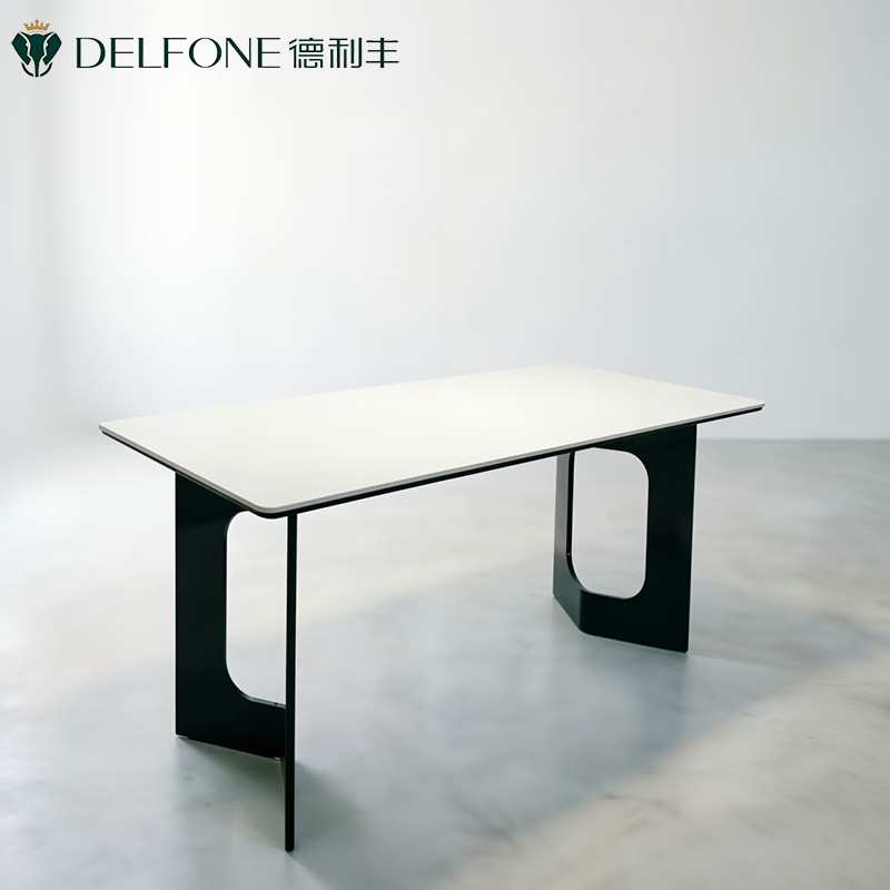 德利丰岩板餐桌亚克力悬浮纯白现代简约轻奢小户型家用长方形饭桌