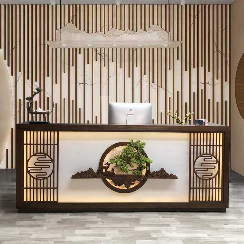 新中式收银台复古饭店茶楼吧台桌柜台采耳养生馆足浴店前台接待柜,3C数码配件,摄像机配件,淘宝优惠券,粉丝福利购,淘宝优惠卷