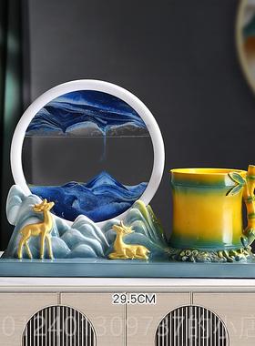 高档古国竹竹高风升笔筒摆件老板复办公室装品送领导老师礼物饰品