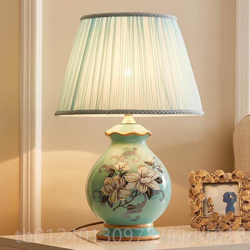 高档美式简约头台灯卧室床欧式柜现代乡村复古温馨结创意婚客厅灯,家装灯饰光源,装饰台灯,淘宝优惠券,粉丝福利购,淘宝优惠卷