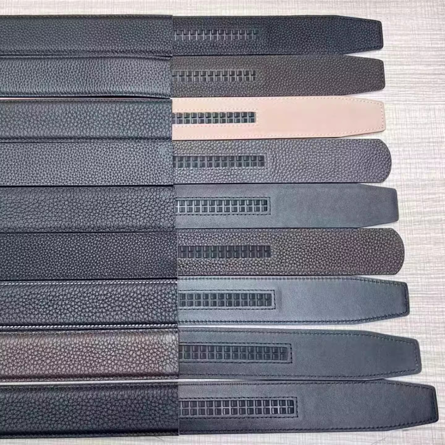 高端奢侈品不带头自动扣带身男款头层纯牛皮无头男士腰带皮条软皮
