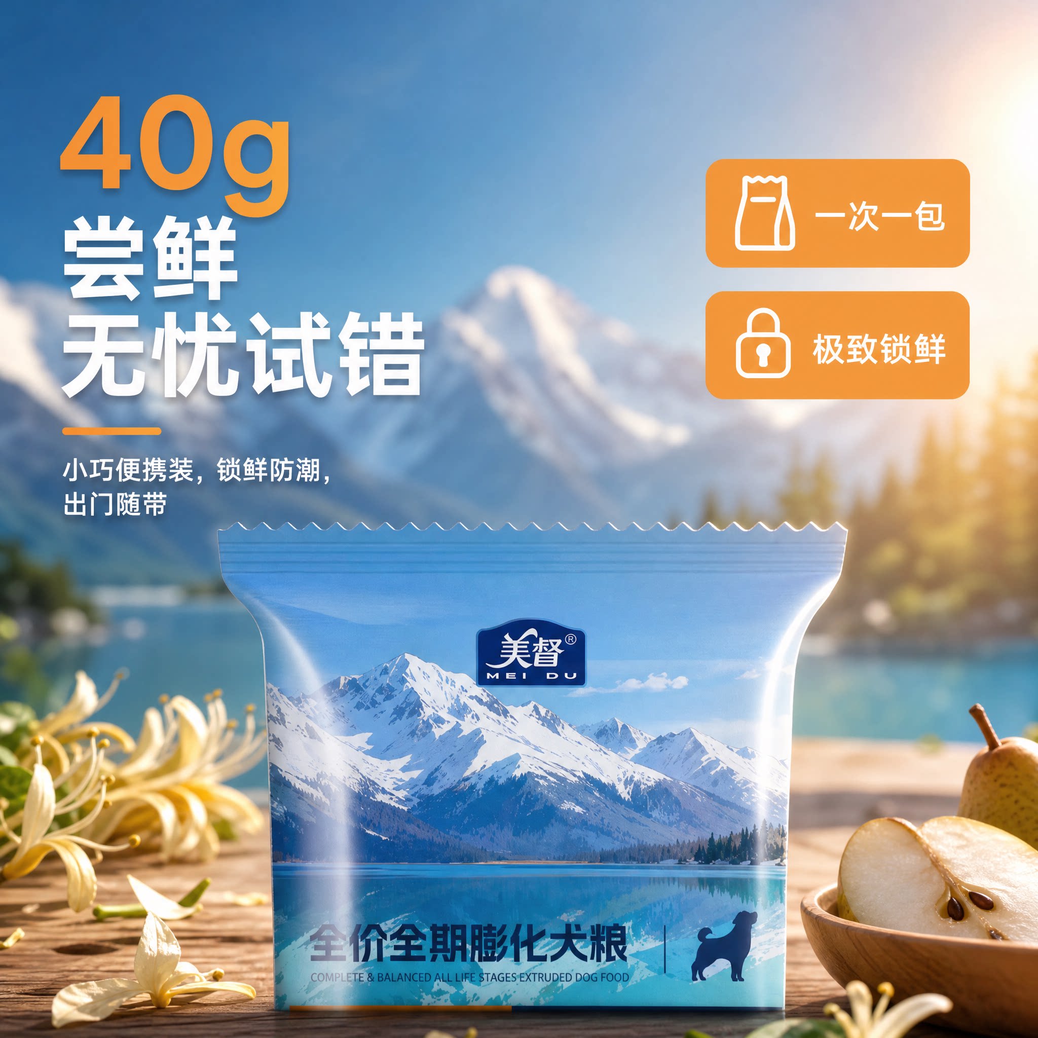 美督全价全期膨化狗粮鸭肉雪梨