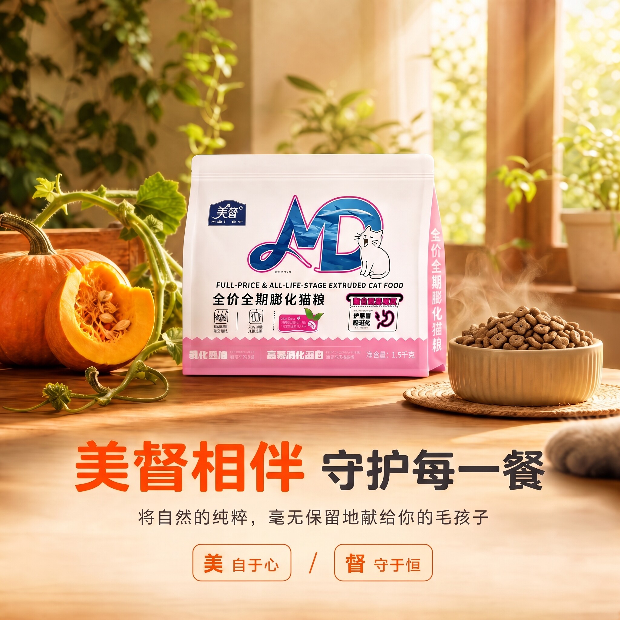 美督全价膨化猫粮美毛护肠