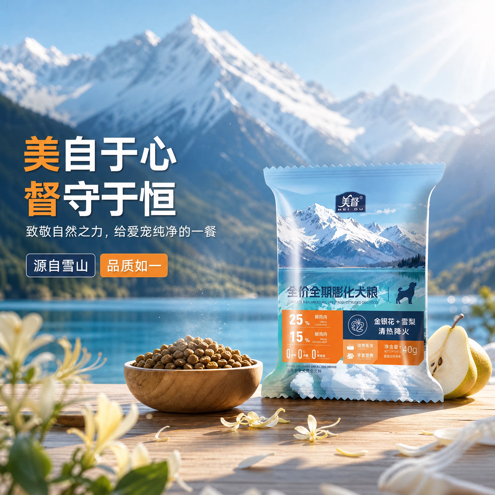美督全价全期膨化狗粮鸭肉雪梨