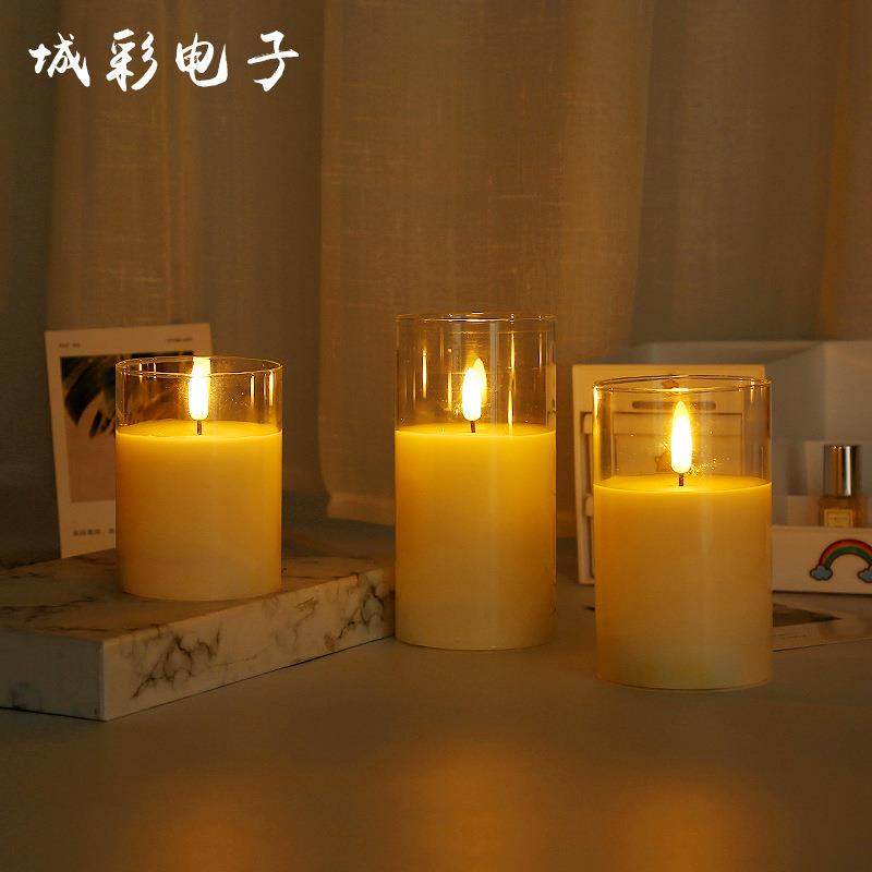 电子蜡烛电镀玻璃遥控套装LED蜡烛灯节庆节派对气氛布置装饰道具
