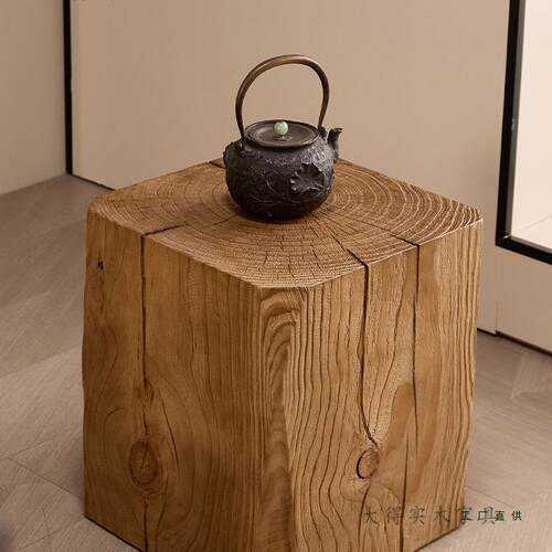 木子店组合茶几实木边墩几民酒宿树桩底座木桩根330雕摆件方原形