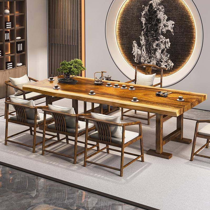 椅新中式实木FXI板原桌简约办公室茶室茶台客厅大酒店木泡茶桌组