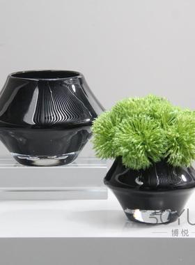 样板间售楼前台黑飞碟洽谈桌琉璃花瓶玄关柜店茶室装色饰处摆JX77