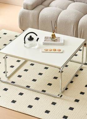 油意茶几组支合小户型奶风家用创客厅沙发铁艺烤漆80840架组合茶