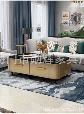 美式轻奢几实木茶古典小户型简约新后现客厅茶几OCZ电视代柜组合