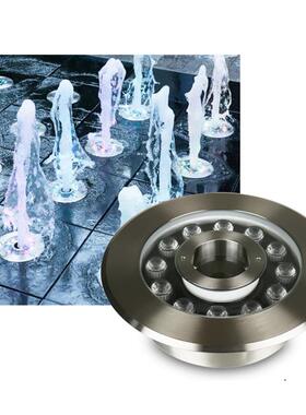 全YY-PQ100不绣钢喷泉灯防水池景观水下七嵌鱼入式彩孔LED环形涌