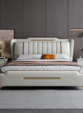 式极简皮床1米8主卧床简人IKP1.5m轻意奢高端大气约现双代科技布