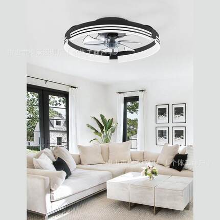 卧室风灯129柔风餐极简风中山灯具厅家用客厅吸扇顶吊LED扇灯