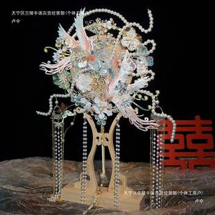 新娘结料团扇中式 婚礼手重工F98977M9成品工秀禾出婚嫁喜扇子材包