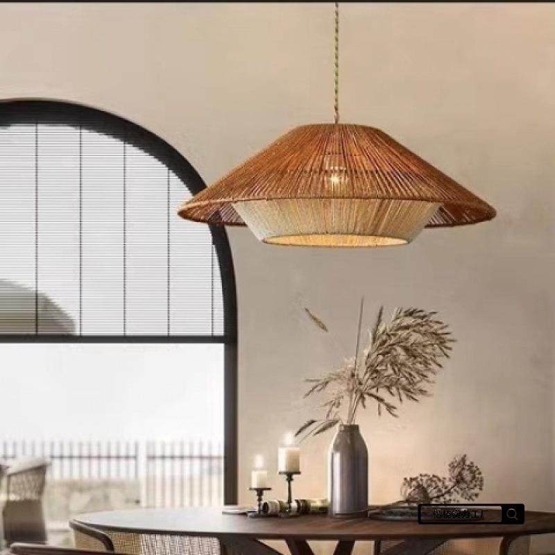 日式古餐厅酒楼桌餐灯简约创绳意民宿客687厅麻复藤艺吊灯东南亚,家装灯饰光源,智能吊灯,淘宝优惠券,粉丝福利购,淘宝优惠卷