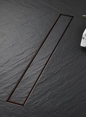 304不锈钢玫味瑰金色防臭防反下水道卫D生间长形隐藏地漏条LDL222