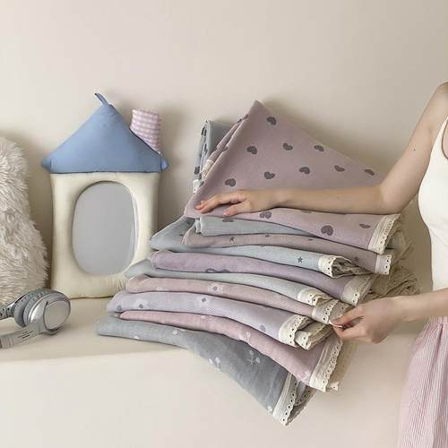 韩被式花边莱赛尔天丝棉冷盖毯夏棉季薄MY250501款毛巾纯成人感毯