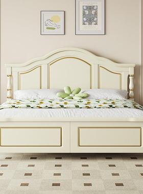 现代油简约白色实木.床1841814m家用主卧室1储.5m单双人物奶风美
