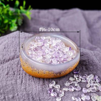 天然巴西玛家件瑙碗聚YQO宝盆原摆水晶石消磁净化碗烟灰缸居装饰