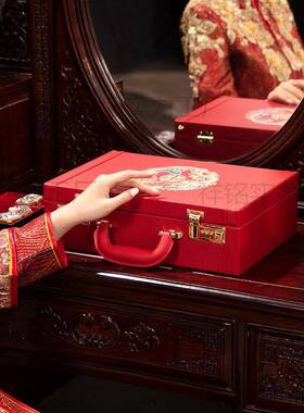 结婚礼金盒提亲聘礼箱钱盒JKE24ME2子装礼万元红订婚用品大全包彩