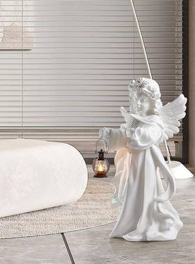 欧式复厅古天使落地摆创件托盘客玄关钥匙桌面装饰品树脂ts-001像