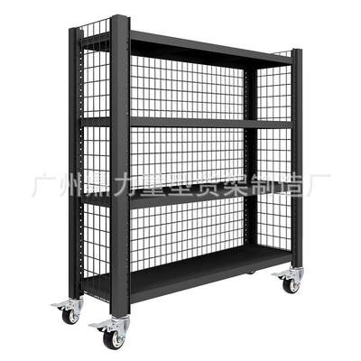 可移动货架带轮置物架多层带网格加厚承重仓库储物库房家用展示架