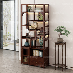 置物架多层收纳架摆件展示柜新中式博古架非实木陈列架茶叶放置架