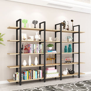创意钢木书架置物架隔断客厅陈列柜储物架展示架落地墙壁架子铁艺