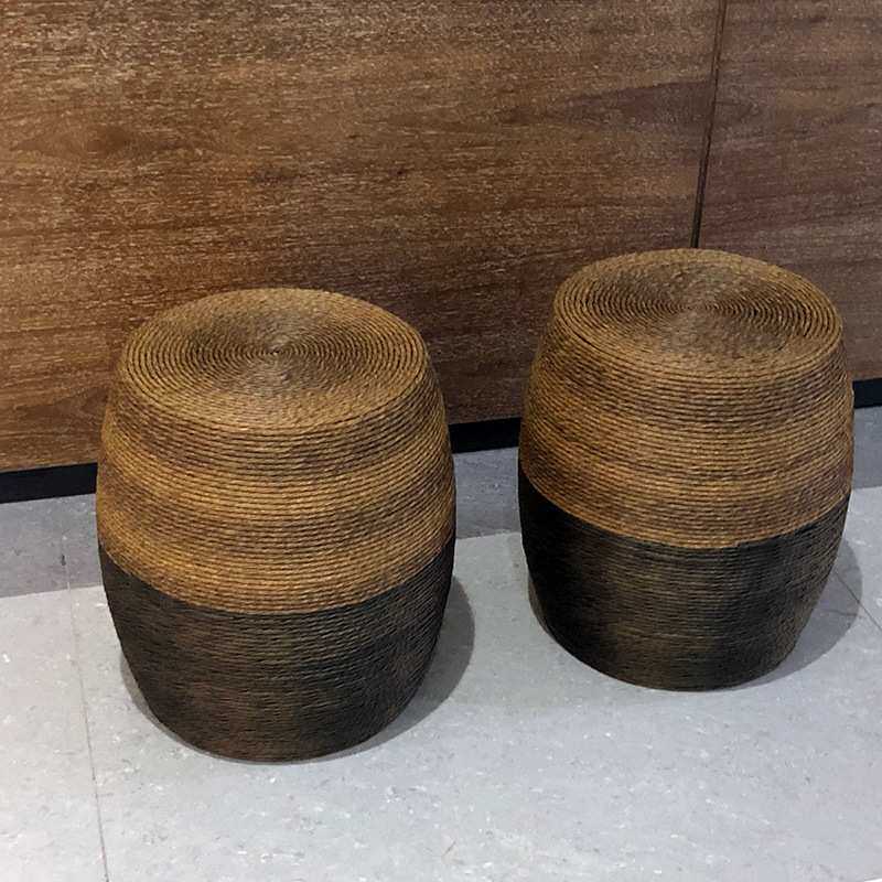 中式凳子换鞋凳矮凳圆凳创意藤编古筝坐墩日式小墩子户外中古鼓J&