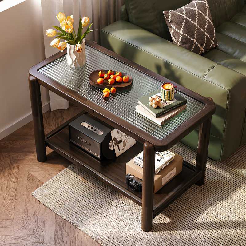实木沙发边柜双层小茶几客厅家用侧边几小方桌中式边桌阳台小茶桌