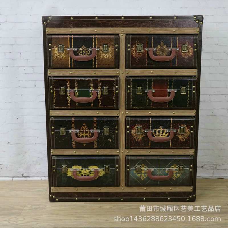 欧式复古做旧储物柜地中海小型迷你卧室客厅简约多功能收纳柜