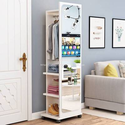 云凯阁WAA约一体镜可移动简收纳柜用衣帽架穿镜全身落地衣北家欧