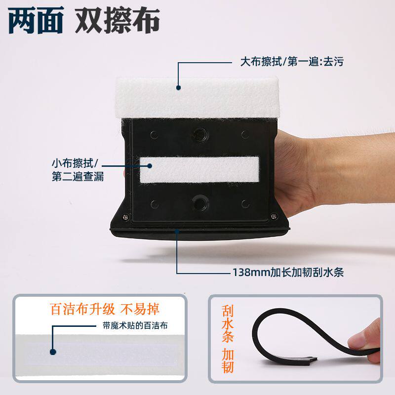 萨洁蓝厚三层清洗刮刀擦玻璃神器双面擦家用擦窗保洁专用家政