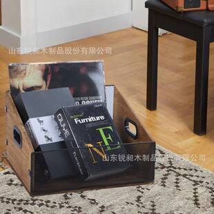现货实木多2024807铁艺黑展胶唱片收架存储架C纳D相册示收纳筐功