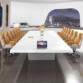 简约办现代白烤漆会议桌hyz 2461大洽小型会议桌长桌时尚 公室谈桌