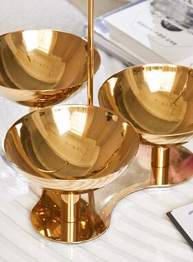 现代轻奢不餐锈酒钢果盘零食盘厅厅店客茶几桌面样KKM板间售楼处