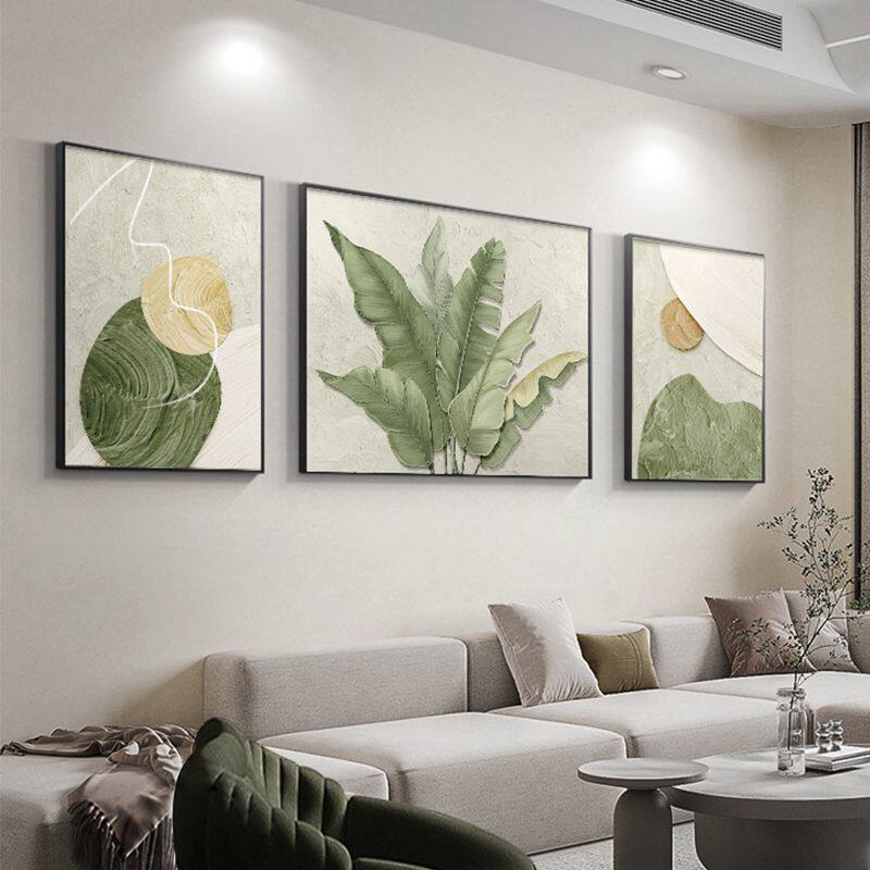 家大业大手绘油画客厅装饰画沙发背景墙挂画三联壁画北欧风抽象画