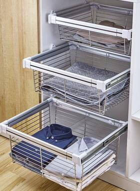 衣间衣柜拉无衣架抽拉伸缩收纳置物篮篮JH-066裤架衣柜抽帽篮屉拉