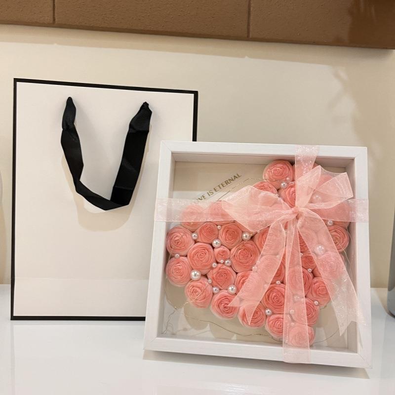 LN纸巾玫瑰花相框花成品纯手工制作礼品爱情生日礼物送闺蜜朋友
