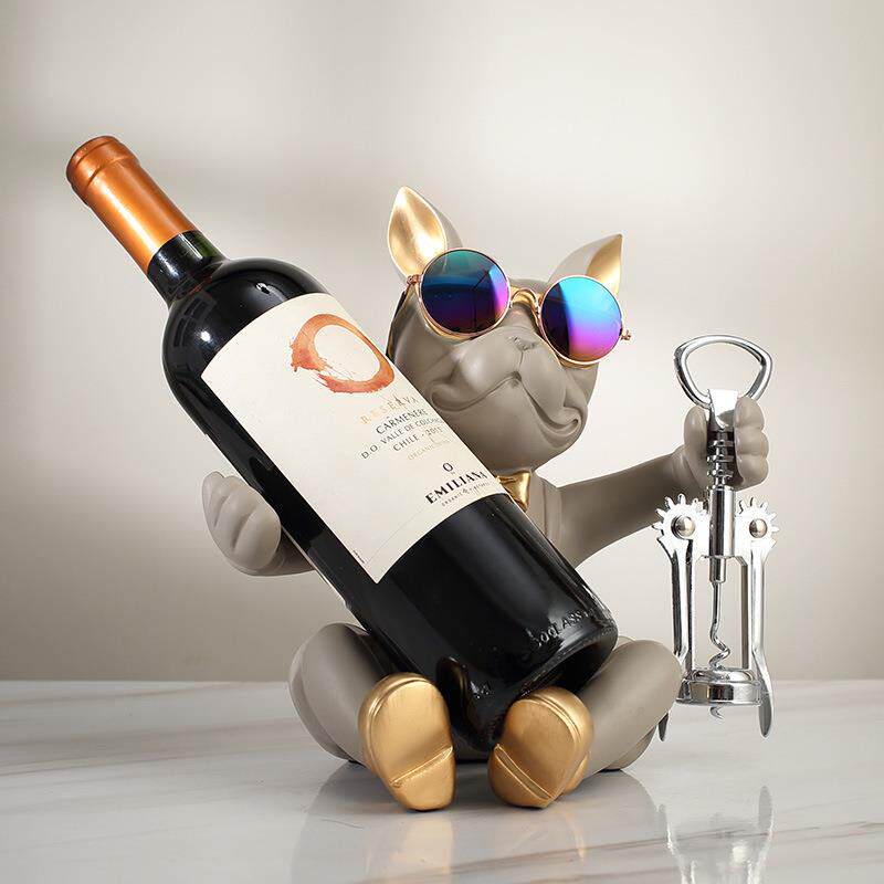 创意法斗犬红酒架摆件小狗收纳轻奢客厅装饰品餐边柜酒柜酒托摆设