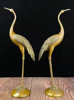 铜鹤摆件落地鹤摆件小号仙鹤铜龟鹤摆件送礼送老人祝寿贺礼
