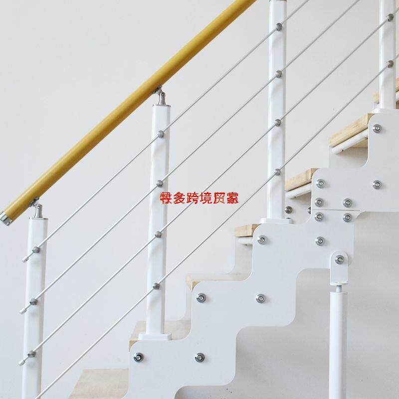 定钢木制双梁楼梯直梯阁楼楼梯复式loft公寓楼梯跃层玻璃转角立板