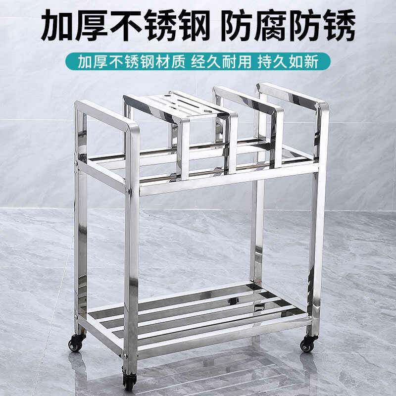 厨房菜板置物架落地带轮加厚不锈钢菜墩架食堂放砧板架子商用收纳