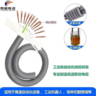 易恒电线TRVV高柔性拖链线67891012芯0.20.30.50.751.01.52.5mm²