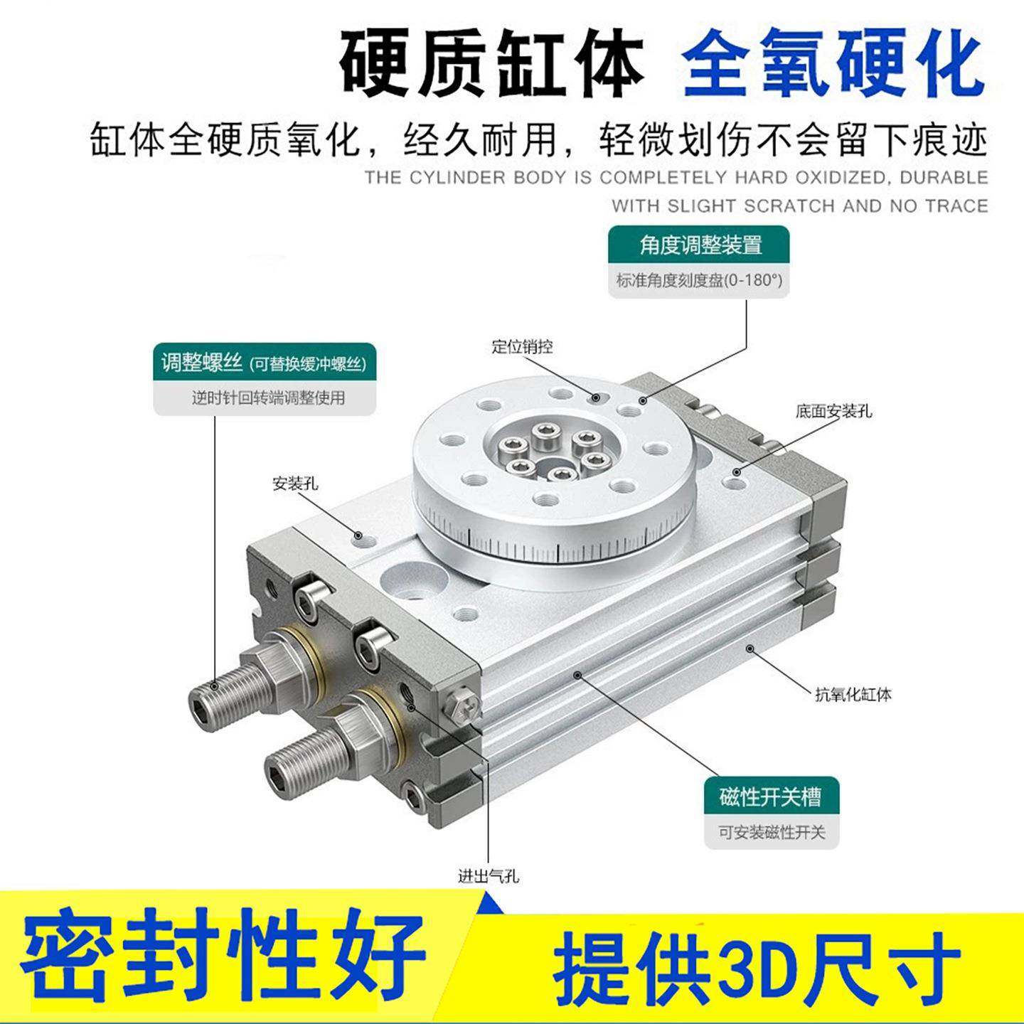 怡合达铝合金双缸回转气缸886WG0172/3//1P0/20/30/50//100/200-R,标准件/零部件/工业耗材,气缸,淘宝优惠券,粉丝福利购,淘宝优惠卷
