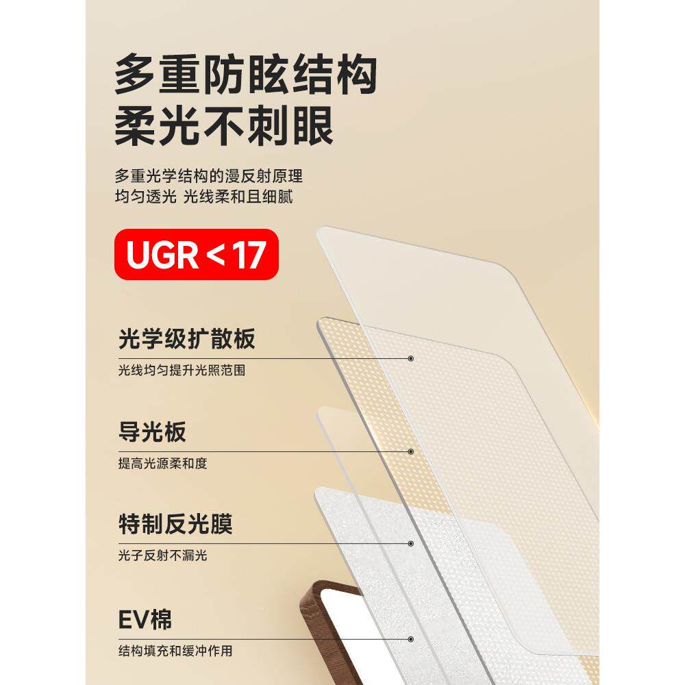 简顿中古风客厅吸顶缝灯护眼全光普瑞无四木代P谱RO胡桃70工厂直