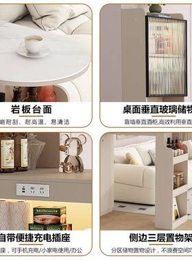 实木吧台桌家用断柜桌可VTD伸缩一体柜小型沙隔发边侧柜户边储物